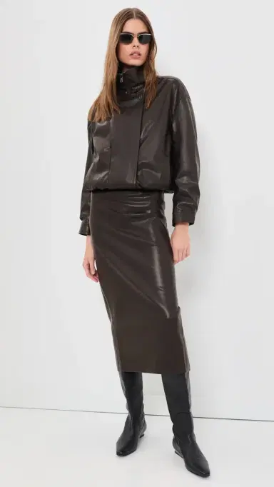 ENZA COSTA Faux Leather High Waist Curve Skirt | Thumbnail 5 ENZA COSTA Faux Leather High Waist Curve Skirt | Thumbnail 5