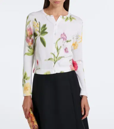 Oscar de la Renta Floral jacquard cotton-blend cardigan | Thumbnail 6 Oscar de la Renta Floral jacquard cotton-blend cardigan | Thumbnail 6