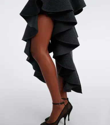 Alaïa Alaïa Ribbed-knit ruffled wool-blend midi skirt | Thumbnail 4 Alaïa Alaïa Ribbed-knit ruffled wool-blend midi skirt | Thumbnail 4