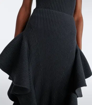 Alaïa Alaïa Ribbed-knit ruffled wool-blend midi skirt | Thumbnail 5 Alaïa Alaïa Ribbed-knit ruffled wool-blend midi skirt | Thumbnail 5