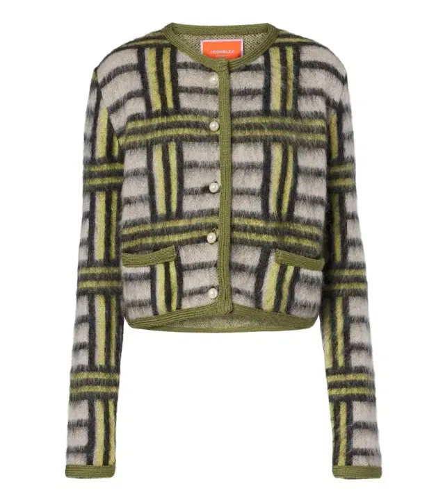 Kells Check wool and mohair-blend cardigan