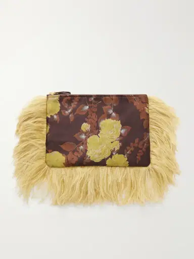 La DoubleJ Party Feather-trimmed Floral-jacquard Clutch | Thumbnail 4 La DoubleJ Party Feather-trimmed Floral-jacquard Clutch | Thumbnail 4