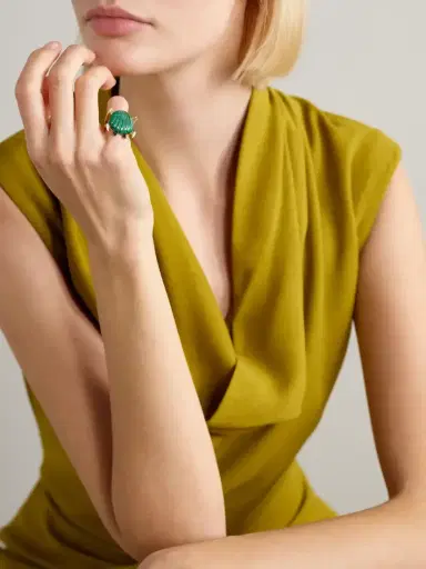 Yvonne Léon Crabe Coquillage 9-karat Gold, Malachite And Diamond Ring | Thumbnail 2 Yvonne Léon Crabe Coquillage 9-karat Gold, Malachite And Diamond Ring | Thumbnail 2