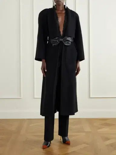 Valentino Garavani Belted Leather-trimmed Wool And Cashmere-blend Coat | Thumbnail 2 Valentino Garavani Belted Leather-trimmed Wool And Cashmere-blend Coat | Thumbnail 2