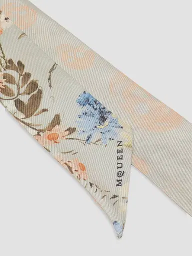 Alexander McQueen Women's Floral Skull Silk Twill Ribbon Scarf | Thumbnail 2 Alexander McQueen Women's Floral Skull Silk Twill Ribbon Scarf | Thumbnail 2