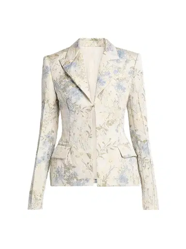 Alexander McQueen Women's Floral Jacquard Single-Breasted Jacket | Thumbnail 1 Alexander McQueen Women's Floral Jacquard Single-Breasted Jacket | Thumbnail 1