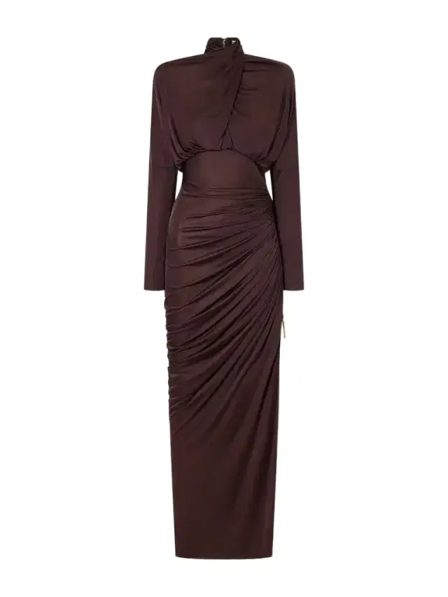 Draped Jersey Turtleneck Maxi Dress Draped Jersey Turtleneck Maxi Dress