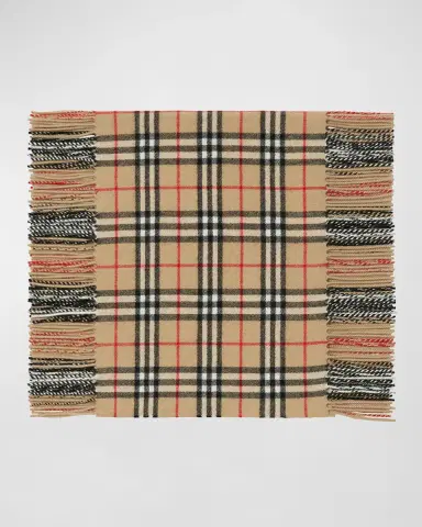 Burberry Vintage Check Fringe Cashmere Scarf | Thumbnail 4 Burberry Vintage Check Fringe Cashmere Scarf | Thumbnail 4