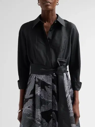 Teri Jon by Rickie Freeman Women's Metallic Organza Taffeta Shirtwaist Gown | Thumbnail 5 Teri Jon by Rickie Freeman Women's Metallic Organza Taffeta Shirtwaist Gown | Thumbnail 5