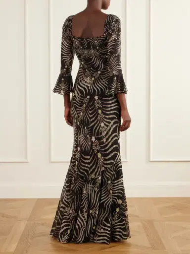 Saloni Willa Printed Silk-chiffon Gown | Thumbnail 3 Saloni Willa Printed Silk-chiffon Gown | Thumbnail 3