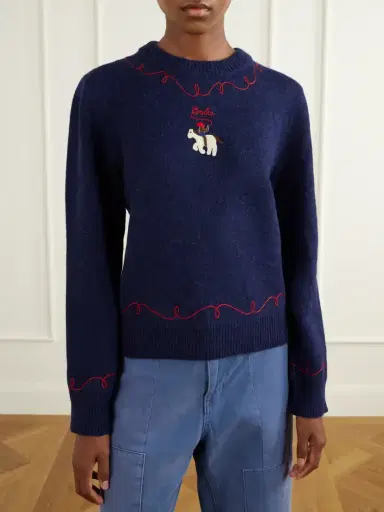 BODE Cowboy Embroidered Appliquéd Alpaca And Merino Wool-blend Sweater | Thumbnail 3 BODE Cowboy Embroidered Appliquéd Alpaca And Merino Wool-blend Sweater | Thumbnail 3
