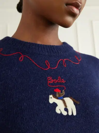 BODE Cowboy Embroidered Appliquéd Alpaca And Merino Wool-blend Sweater | Thumbnail 5 BODE Cowboy Embroidered Appliquéd Alpaca And Merino Wool-blend Sweater | Thumbnail 5