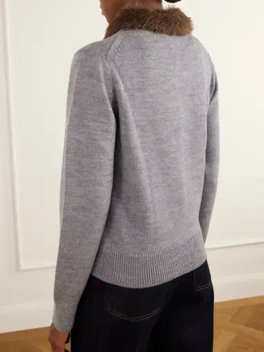 Loewe Plush-trimmed Logo-embroidered Wool Cardigan | Thumbnail 3 Loewe Plush-trimmed Logo-embroidered Wool Cardigan | Thumbnail 3