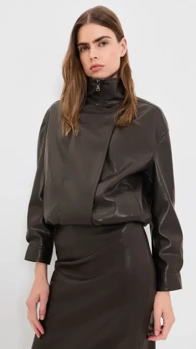 ENZA COSTA Oversized Faux Leather Bomber Jacket | Thumbnail 2 ENZA COSTA Oversized Faux Leather Bomber Jacket | Thumbnail 2