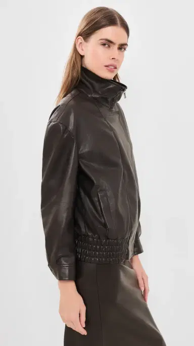 ENZA COSTA Oversized Faux Leather Bomber Jacket | Thumbnail 4 ENZA COSTA Oversized Faux Leather Bomber Jacket | Thumbnail 4
