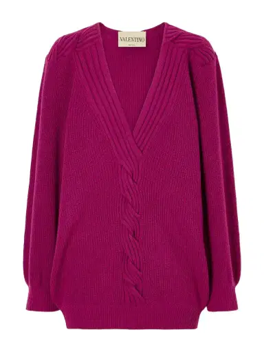 Valentino Garavani Knotted Ribbed Wool Sweater | Thumbnail 1 Valentino Garavani Knotted Ribbed Wool Sweater | Thumbnail 1