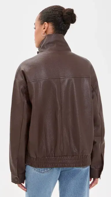Bailey Rose Funnel Faux Leather Jacket | Thumbnail 3 Bailey Rose Funnel Faux Leather Jacket | Thumbnail 3