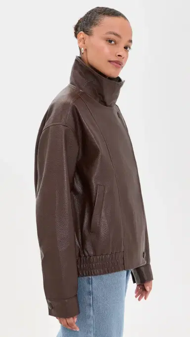 Bailey Rose Funnel Faux Leather Jacket | Thumbnail 4 Bailey Rose Funnel Faux Leather Jacket | Thumbnail 4