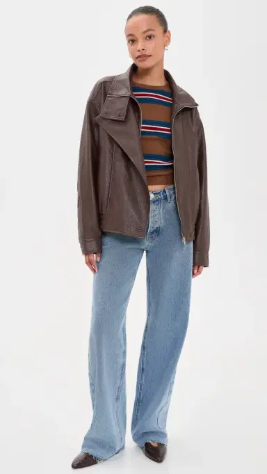 Bailey Rose Funnel Faux Leather Jacket | Thumbnail 5 Bailey Rose Funnel Faux Leather Jacket | Thumbnail 5