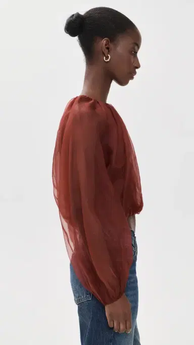 Frame The Sheer Balloon Blouse | Thumbnail 4 Frame The Sheer Balloon Blouse | Thumbnail 4