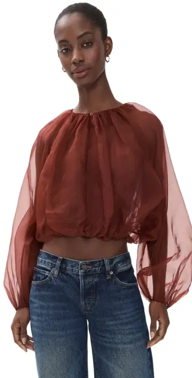 Frame The Sheer Balloon Blouse | Thumbnail 1 Frame The Sheer Balloon Blouse | Thumbnail 1