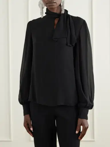 Valentino Garavani Bow-detailed Silk-georgette Blouse | Thumbnail 3 Valentino Garavani Bow-detailed Silk-georgette Blouse | Thumbnail 3