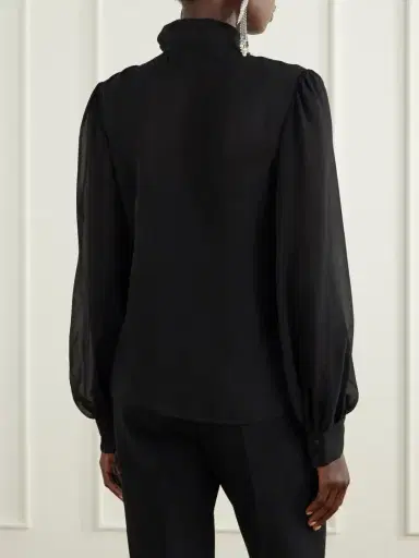 Valentino Garavani Bow-detailed Silk-georgette Blouse | Thumbnail 4 Valentino Garavani Bow-detailed Silk-georgette Blouse | Thumbnail 4
