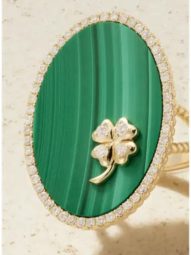 Yvonne Léon Médaillon Trèfle 9-karat Gold, Malachite And Diamond Ring | Thumbnail 4 Yvonne Léon Médaillon Trèfle 9-karat Gold, Malachite And Diamond Ring | Thumbnail 4