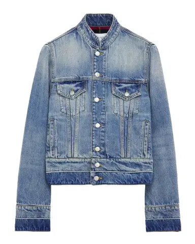 Alexander McQueen Men's Band-Collar Denim Jacket | Thumbnail 1 Alexander McQueen Men's Band-Collar Denim Jacket | Thumbnail 1