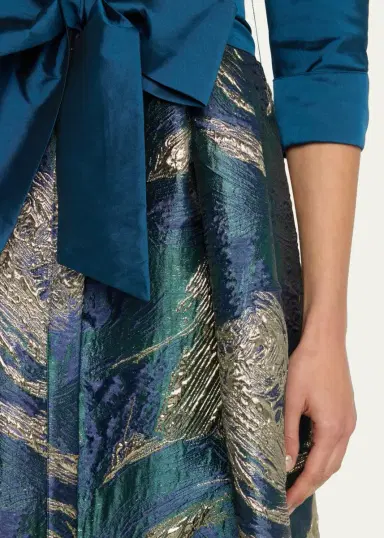 Rickie Freeman for Teri Jon A-Line Metallic Jacquard & Taffeta Shirt Gown | Thumbnail 5 Rickie Freeman for Teri Jon A-Line Metallic Jacquard & Taffeta Shirt Gown | Thumbnail 5