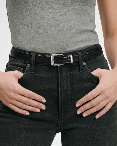 Veronica Beard Arch Slim Croc-Embossed Leather Belt | Thumbnail 2 Veronica Beard Arch Slim Croc-Embossed Leather Belt | Thumbnail 2