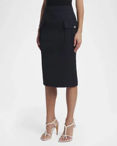 Alexander McQueen Front-Pocket Grain De Poudre Pencil Skirt | Thumbnail 4 Alexander McQueen Front-Pocket Grain De Poudre Pencil Skirt | Thumbnail 4