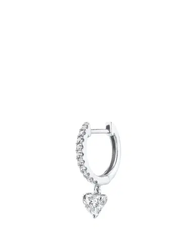 Anita Ko 18K White Gold Pave Huggie Earring with Heart Diamond Drop, Single | Thumbnail 2 Anita Ko 18K White Gold Pave Huggie Earring with Heart Diamond Drop, Single | Thumbnail 2