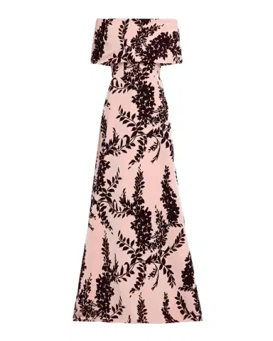 Lela Rose Flocked Taffeta Off-The-Shoulder A-Line Gown | Thumbnail 1 Lela Rose Flocked Taffeta Off-The-Shoulder A-Line Gown | Thumbnail 1