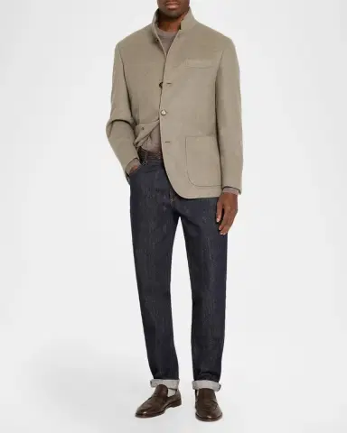 Brunello Cucinelli Men's Cashmere Nehru Jacket | Thumbnail 2 Brunello Cucinelli Men's Cashmere Nehru Jacket | Thumbnail 2