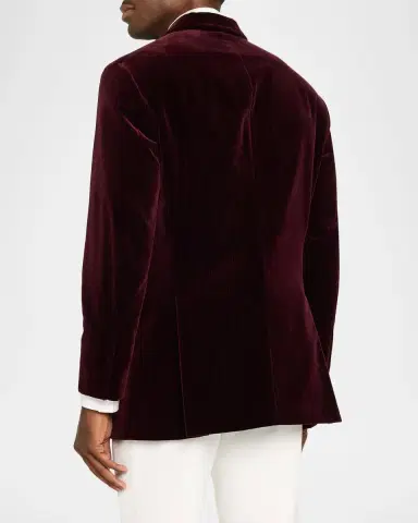 Brunello Cucinelli Men's Striped Velvet Cotton Blazer | Thumbnail 3 Brunello Cucinelli Men's Striped Velvet Cotton Blazer | Thumbnail 3