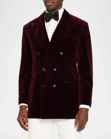 Brunello Cucinelli Men's Striped Velvet Cotton Blazer | Thumbnail 4 Brunello Cucinelli Men's Striped Velvet Cotton Blazer | Thumbnail 4