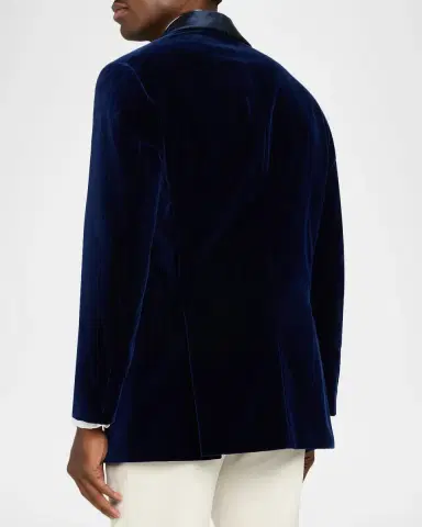 Brunello Cucinelli Men's Pinstriped Cotton-Silk Velvet Blazer | Thumbnail 3 Brunello Cucinelli Men's Pinstriped Cotton-Silk Velvet Blazer | Thumbnail 3
