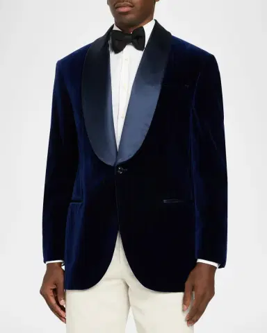 Brunello Cucinelli Men's Pinstriped Cotton-Silk Velvet Blazer | Thumbnail 4 Brunello Cucinelli Men's Pinstriped Cotton-Silk Velvet Blazer | Thumbnail 4