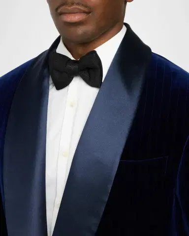 Brunello Cucinelli Men's Pinstriped Cotton-Silk Velvet Blazer | Thumbnail 5 Brunello Cucinelli Men's Pinstriped Cotton-Silk Velvet Blazer | Thumbnail 5