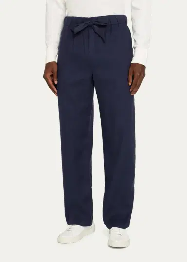 Frescobol Carioca Men's Midnight Linen-Blend Trousers | Thumbnail 4 Frescobol Carioca Men's Midnight Linen-Blend Trousers | Thumbnail 4