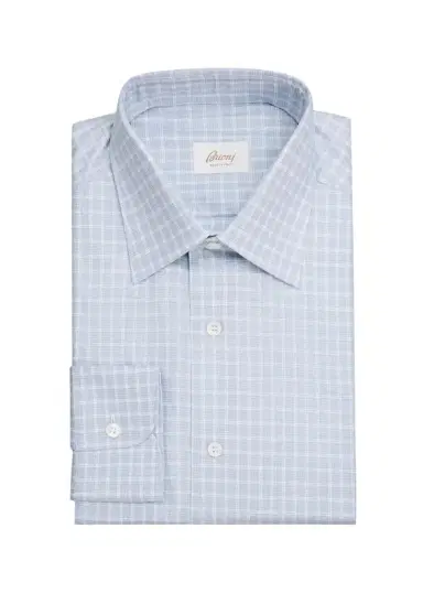 Brioni Men's Checked Cotton Dress Shirt | Thumbnail 1 Brioni Men's Checked Cotton Dress Shirt | Thumbnail 1