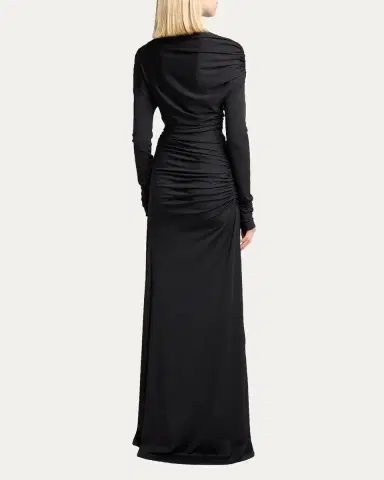 Victoria Beckham Draped Long-Sleeve Column Gown | Thumbnail 3 Victoria Beckham Draped Long-Sleeve Column Gown | Thumbnail 3