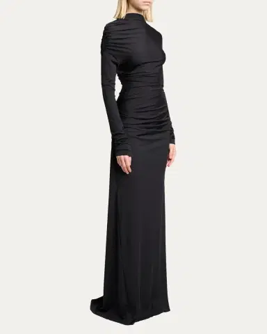 Victoria Beckham Draped Long-Sleeve Column Gown | Thumbnail 4 Victoria Beckham Draped Long-Sleeve Column Gown | Thumbnail 4