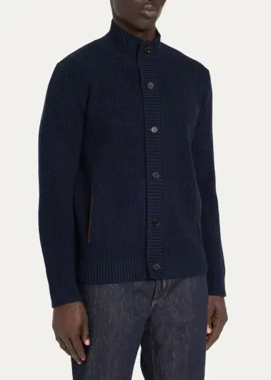 Baldassari Men's Brenta Knit Cotton Cardigan | Thumbnail 4 Baldassari Men's Brenta Knit Cotton Cardigan | Thumbnail 4