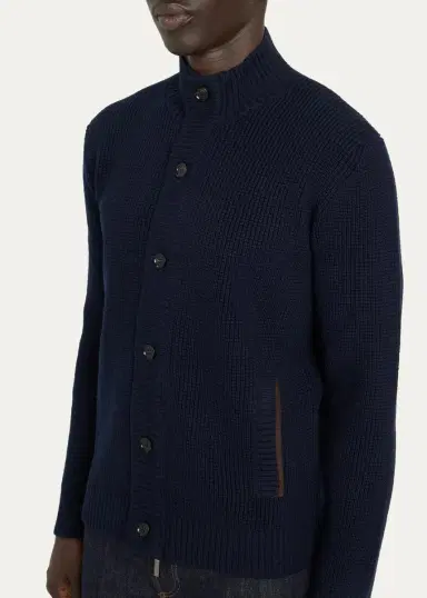 Baldassari Men's Brenta Knit Cotton Cardigan | Thumbnail 5 Baldassari Men's Brenta Knit Cotton Cardigan | Thumbnail 5