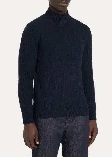 Baldassari Men's Fontana Ribbed Cotton Sweater | Thumbnail 4 Baldassari Men's Fontana Ribbed Cotton Sweater | Thumbnail 4
