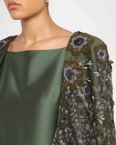 BADGLEY MISCHKA Floral-Embroidered Cape Column Gown | Thumbnail 5 BADGLEY MISCHKA Floral-Embroidered Cape Column Gown | Thumbnail 5