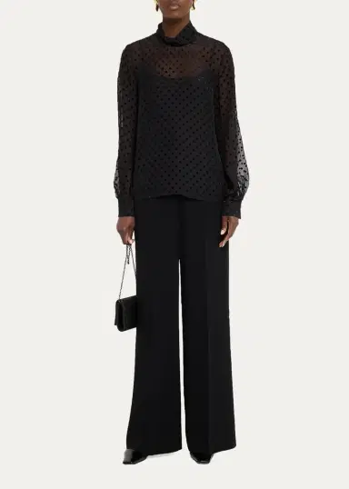 Lafayette 148 New York Polka Dot High-Neck Blouse | Thumbnail 2 Lafayette 148 New York Polka Dot High-Neck Blouse | Thumbnail 2