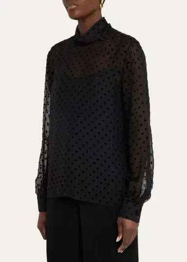 Lafayette 148 New York Polka Dot High-Neck Blouse | Thumbnail 4 Lafayette 148 New York Polka Dot High-Neck Blouse | Thumbnail 4